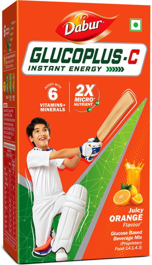 Dabur by GlucoPlus-C Instant Glucose Powder Carton Pack | Replenishes Energy Sports Drink 1 kg, Orange Flavored