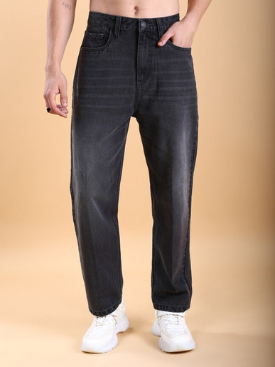 WAZWEAR Men Loose Fit Mid Rise Dark Grey Jeans