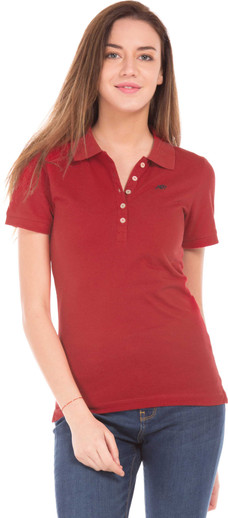 AEROPOSTALE Solid Women Polo Neck Red T 
