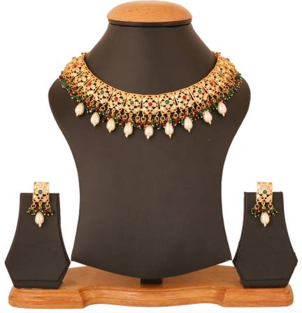 Touchstone Royal Meena Collection Indian Bollywood Fantastically Created Traditional Meenakari Enamel Faux Pearls Designer Jewelry Choker Set for Women in Gold Tone. Touchstone Royal Meena Collection Indian Bollywood Fantastically Created Traditional Meenakari Enamel Faux Pearls Designer Jewelry Choker Set for Women in Gold Tone.