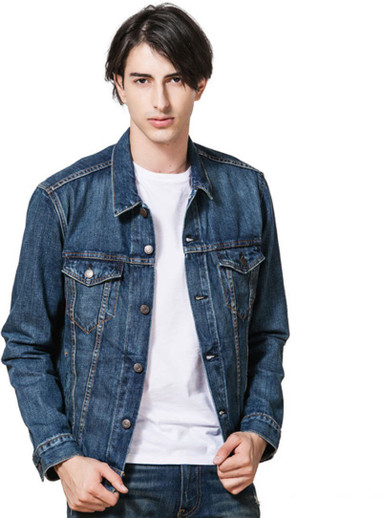 Full Sleeve Solid Men Denim Jacket 