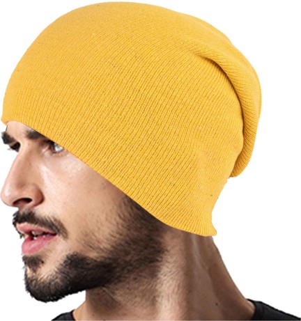 yellow beanie cap