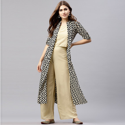 plazo suits with long jacket