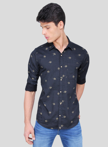Green Revolt Men Printed Casual Blue 