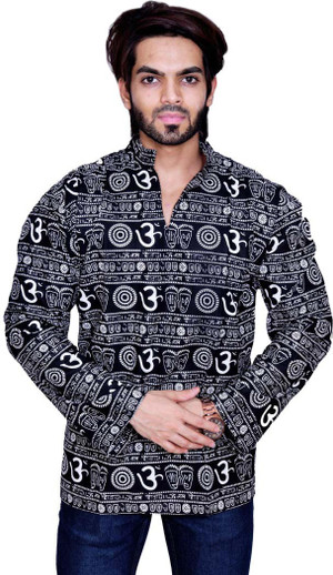 OM Printed Men Round Neck Black T-Shirt 