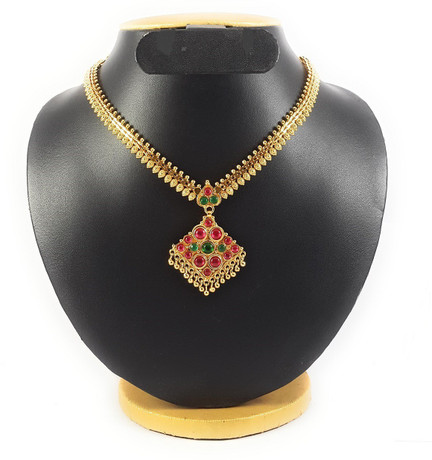 SWARA JEWELLERY PALAKKA MALA Ruby Gold 