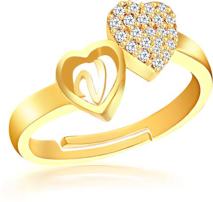 Amaal Jewellery Stylish Heart Alphabet Letter Initial V Rings For Girls Women Girlfriend Men Boys Couple American Diamond Adjustable Valentine Gifts Love Ring Brass Cubic Zirconia Diamond Gold Plated Ring Price In