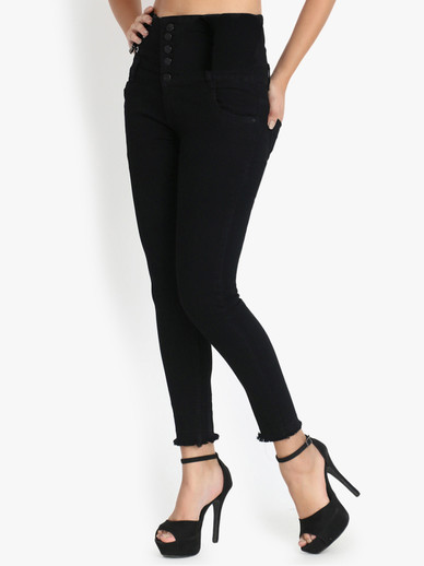 high waist denim Skinny Women Black 