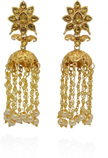Flipkart Com Buy J J Jewellers Jhumka Earrings For Women Traditional Beads Pearl Crystal Stone Brass Jhumki Earring Online At Best Prices In India