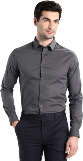 Buy Lecowar Men Solid Formal Grey Shirt