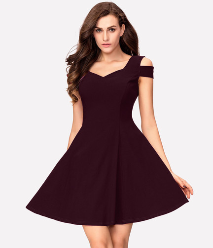 ADDYVERO Women Skater Black Dress - Buy 