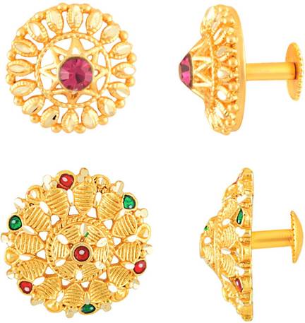 Flipkart Com Buy Divastri Traditional South Screw Back 1 One Gram Gold Wedding Bridal Stylish Fancy Party Wear Ethnic Indian Temple Jewellery Studs Meenakari Flower Ear Rings For Girls Women Combo Pack