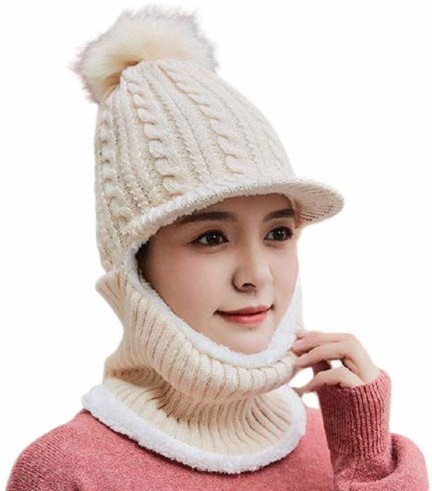 Kata Winter Warm Beanie Hat Scarf Set Thick Skull Cap with Soft Fleece Lining 