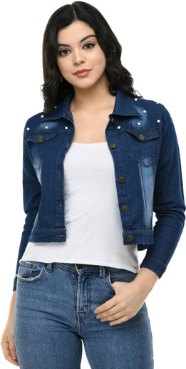 Sleeve Washed Women Denim Jacket 