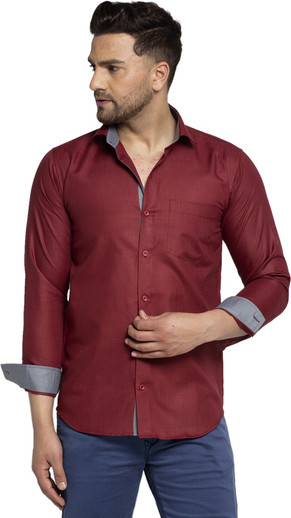 Fashnoma Men Solid Casual Maroon Shirt 