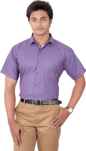 OXFORD Men Solid Casual Purple Shirt 