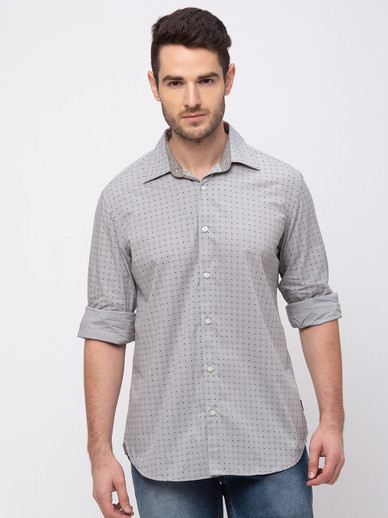 Kenneth Cole Men Striped Casual Grey 