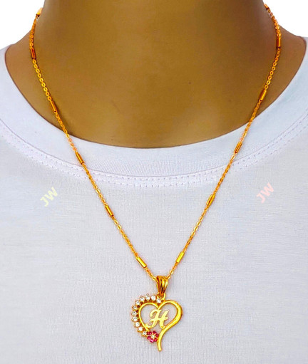letter Diamond Pendant locket chain 