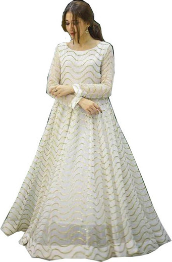 Satrim Women Gown White Dress - Buy 
