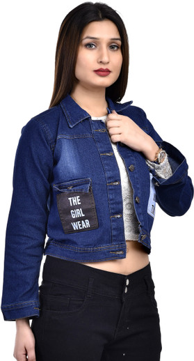 Full Sleeve Printed Girls Denim Jacket 