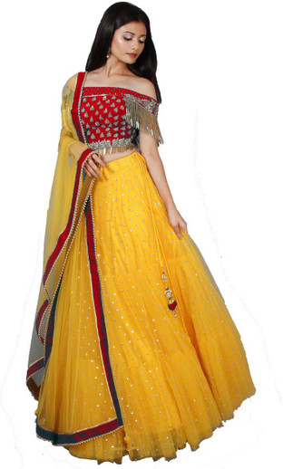 3SIX5 Embellished Semi Stitched Lehenga 