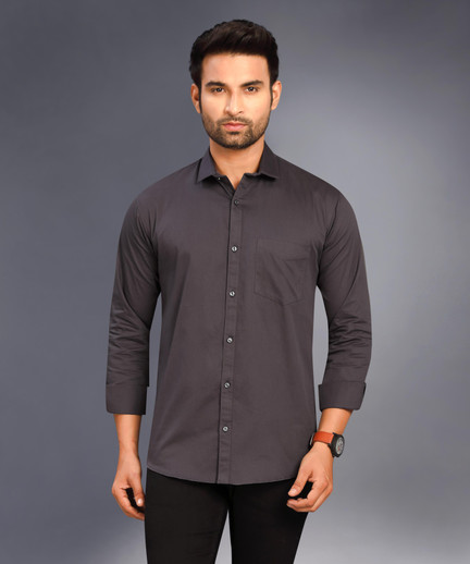 Men Solid Casual Black Shirt 