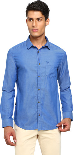 Jackalberry Men Solid Casual Blue Shirt 