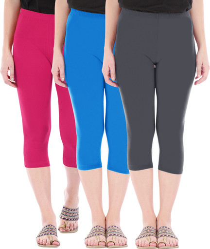 BEFLI Women Pink, Blue, Grey Capri 