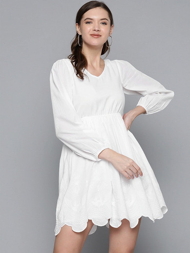 SASSAFRAS Women Shift White Dress - Buy 