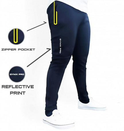 Gymx Solid Men Blue Track Pants - Buy 