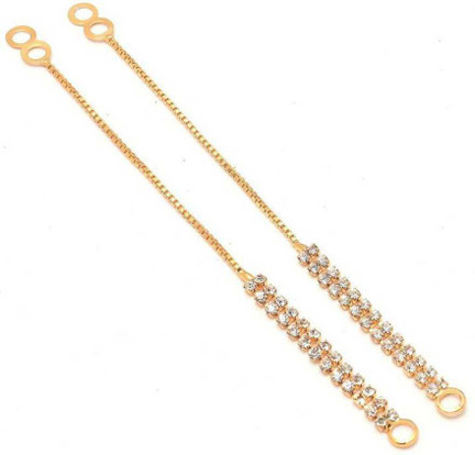 Khushu gold earring chain single line 