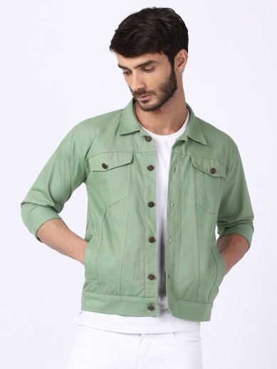 blue saint olive green denim jacket