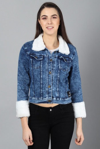 Full Sleeve Solid Women Denim Jacket 