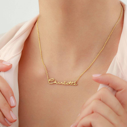 Name Necklace Brass Pendant 