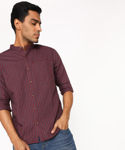 WROGN Men Washed Casual Dark Blue Shirt 