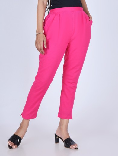 bright pink trousers womens