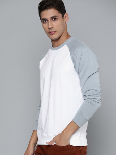 Charlie Wolf Solid Men Round Neck White 