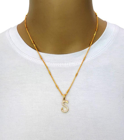letter Diamond Pendant locket chain 