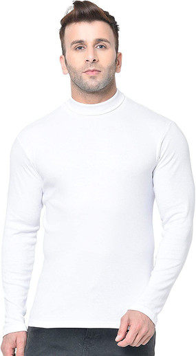 TRUS TEE Solid Men High Neck White T 
