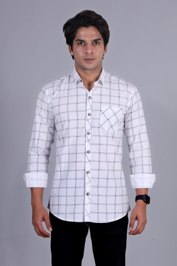 JOE \u0026 JOHN Men Checkered Casual White 