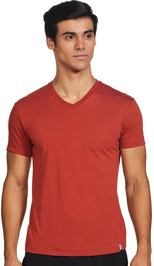 JOCKEY Solid Men V Neck Red T-Shirt 