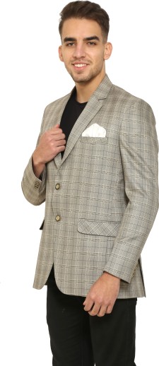 Mens Plaid Suit Blazer 1 Button Slim Fit Single Breasted Checkered Sport Coat Jacket 