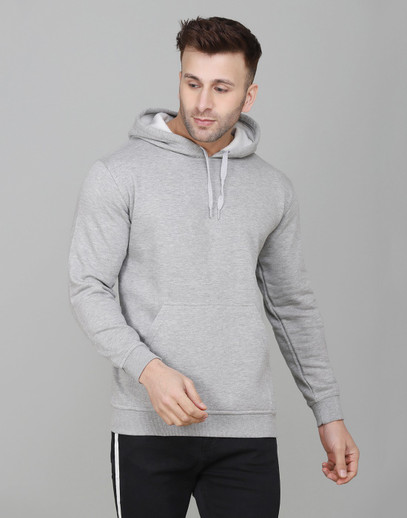 dcrooz mens full sleeve grey color hooded sweatshirt