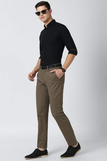 MUFTI Men Solid Casual Black Shirt 
