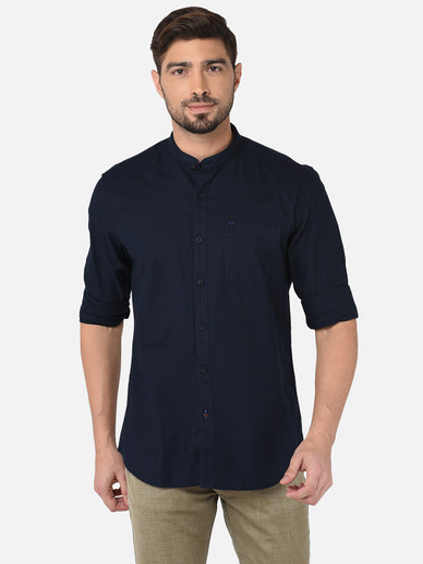 OXEMBERG Men Striped Casual Black Shirt 