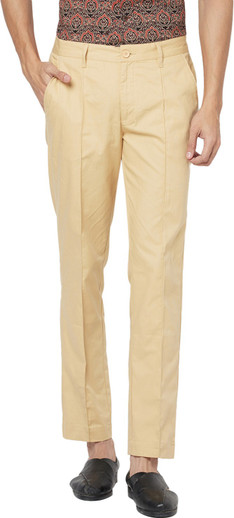 Fabindia Slim Fit Men Beige Trousers 