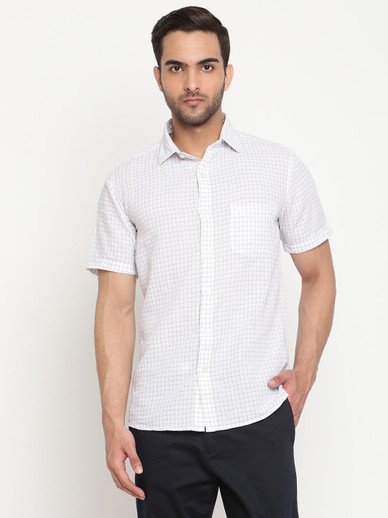 CANTABIL Men Printed Casual Cream Shirt 