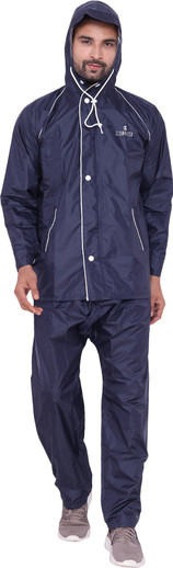 ZEEL Striped Men Raincoat - Buy Silver 