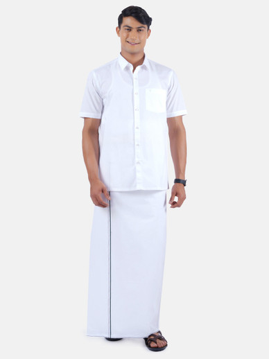 Ramraj Cotton Men Solid Formal White 