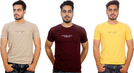 COTTON CANDY Solid Men Round Neck 